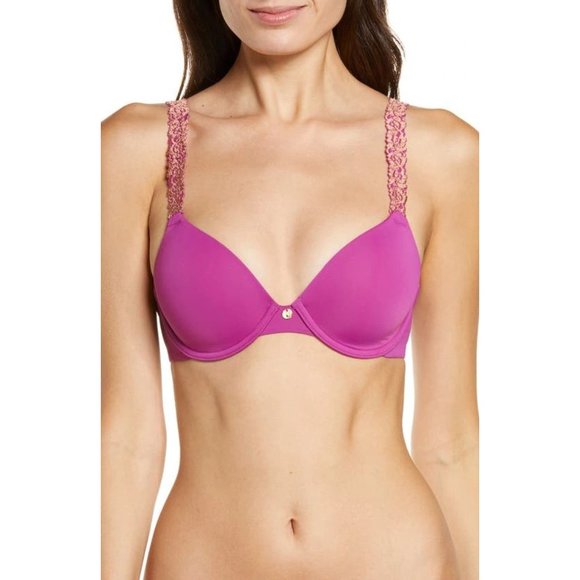 NATORI Rose Dream Custom Coverage UW T-Shirt Bra Purple 32C #731080 NEW - Picture 1 of 6
